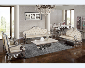 לבן אמיתי עור מתכת מסגרת ספה סט/שטח חיסכון ריהוט S156 - Product Image 1