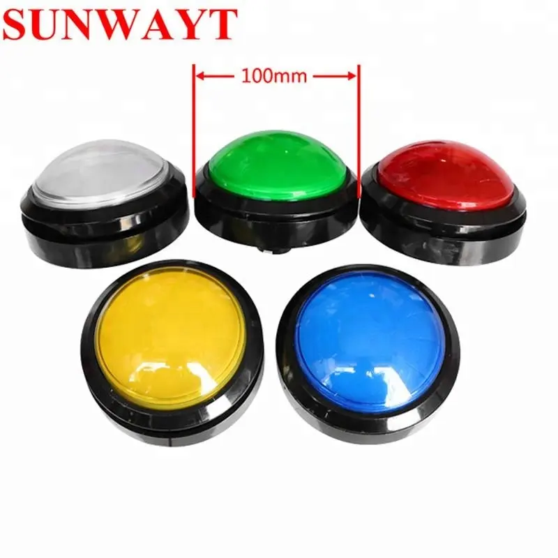 Hohe qualität verschiedene farben 100mm jumbo dome runde momentary 12V LED beleuchtet hand kunststoff arcade push button schalter