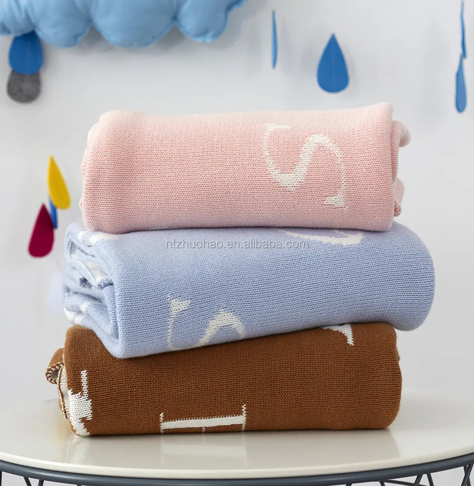 2018 Marka 100% Pamuk Kalın Siyah Beyaz Kareli Mektup Örme Battaniye Çocuk Okul Yatak battaniye Bebek Kundaklama 5 Colors