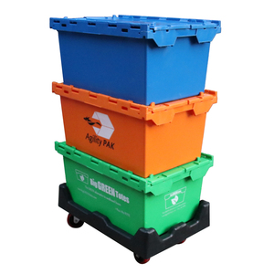 JOIN 80L Plastic Attached Lid Container With Hinged Lid Plastic Moving Tote Boxes For Moving Company Nestable Moving Crate