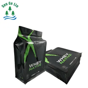 OEM Wholesale Flat Bottom Square PET/PE Food Packaging Plastic Bags Customizable Sizes 1Kg 2Kg 5Kg Whey Protein Powder Matte