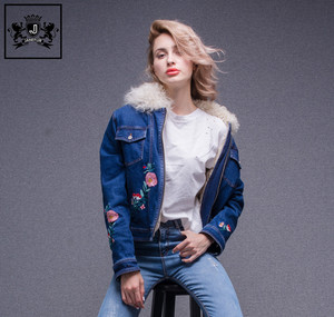 Vente chaude de Haute Qualité Hiver Nouveaux Produits Filles <span class=keywords><strong>Jean</strong></span> Manteau Lady Moutons De Fourrure Denim Veste - Product Image 5