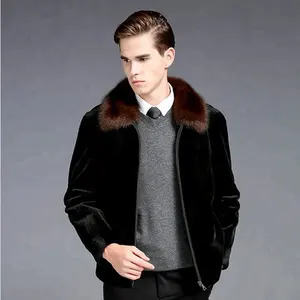 2018 工厂新款男士连帽冬季保暖款式最新人造毛皮男士夹克