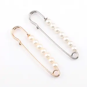 Wholesale simple design imitation pearl brooch pin women fashion accessories hijab brooch custom brooch hair jewelry accessories