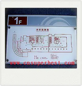 Custom produttori oem pratico acrilico fuoco evacuazione mappa per hotel