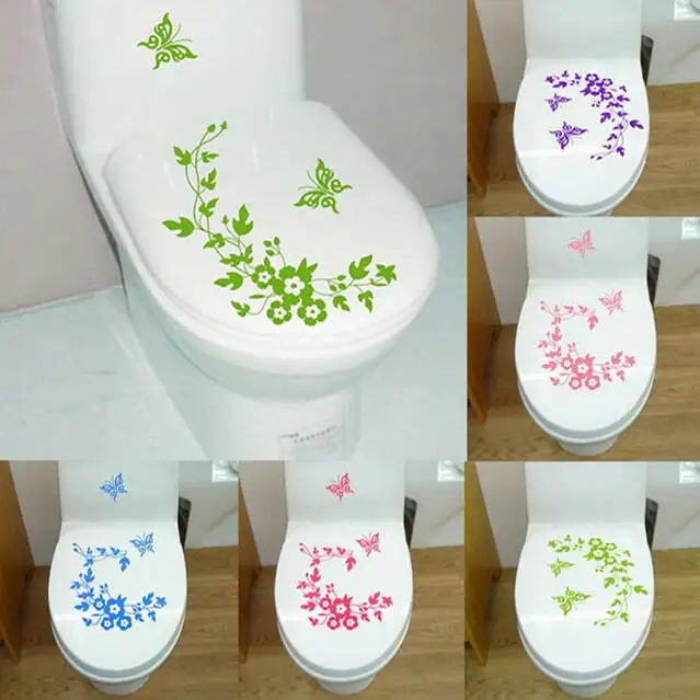 Yeni Kelebek çiçek askılığı banyo duvar çıkartmaları ev dekorasyon duvar çıkartmaları tuvalet dekoratif sticker