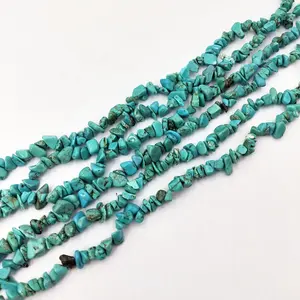 Groothandel natuurlijke gratis vorm chip blauw turquoise 5*8mm losse stenen kralen gepolijst chips 32 "chips sieraden edelsteen voor verkoop