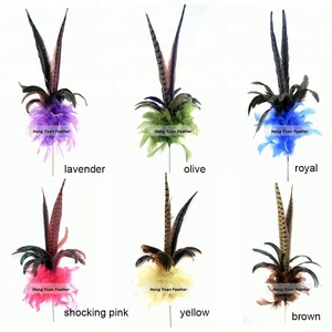 פרחים דקורטיביים סינטתיים כריסמס פרחוני דקורטיביים עשויים נוצות טבעיות אמיתיות-כיף לקשט - Product Image 2