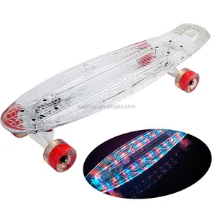 Nuovo LED Skateboard trasparente skate board light deck con ruote LED lampeggianti