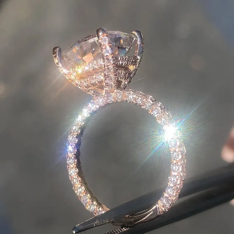 Новые Элегантные большие квадратные циркониевые кольца для женщин, обручальные кольца из розового золота