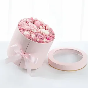 Boîtes en carton à fleurs en forme de cœur ou de Rose, emballage rond personnalisé avec couvercle, vente en gros