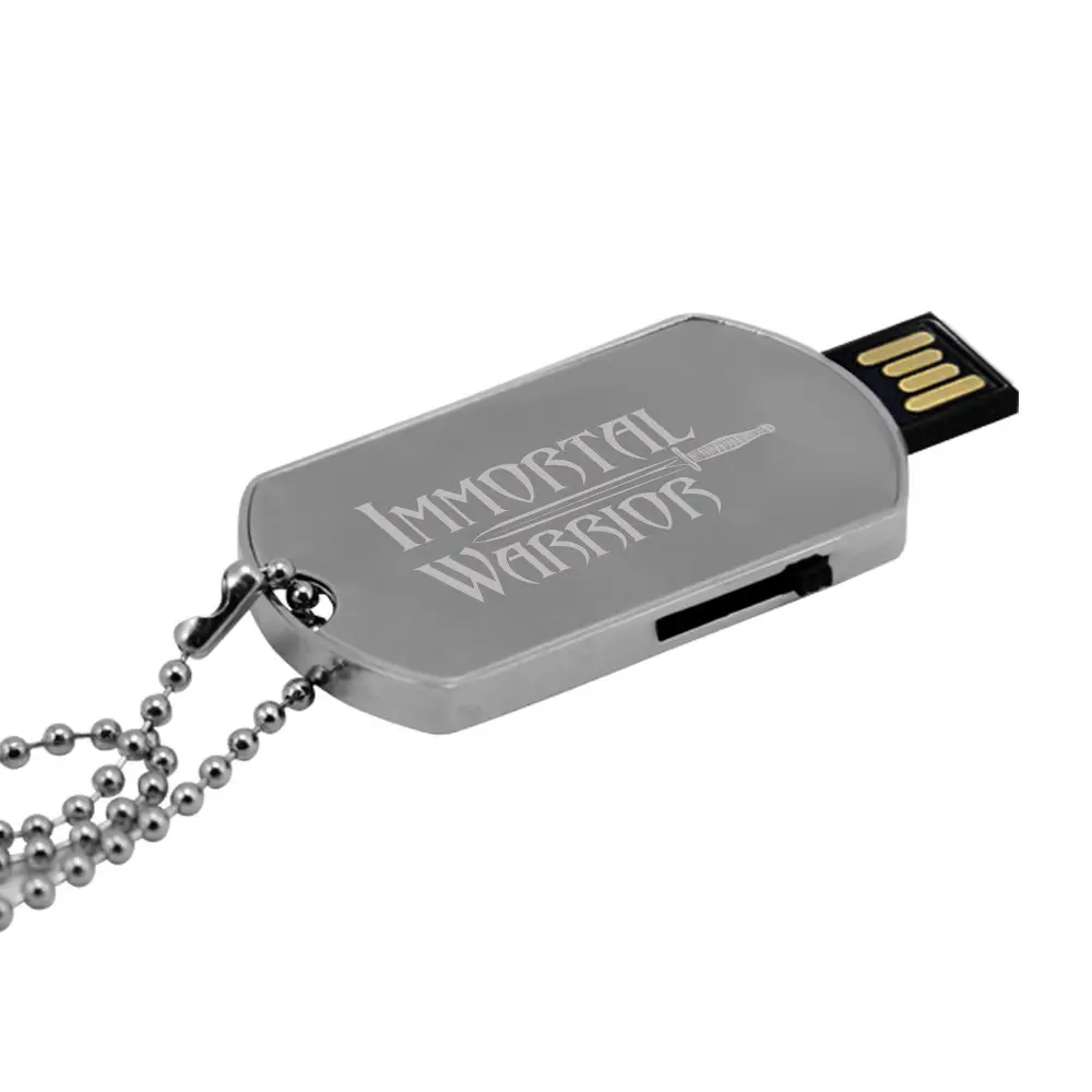 Laser Logo Metal USB Flash drive dog tag 2.0 support 8gb 16gb USB Flash with Key Chain