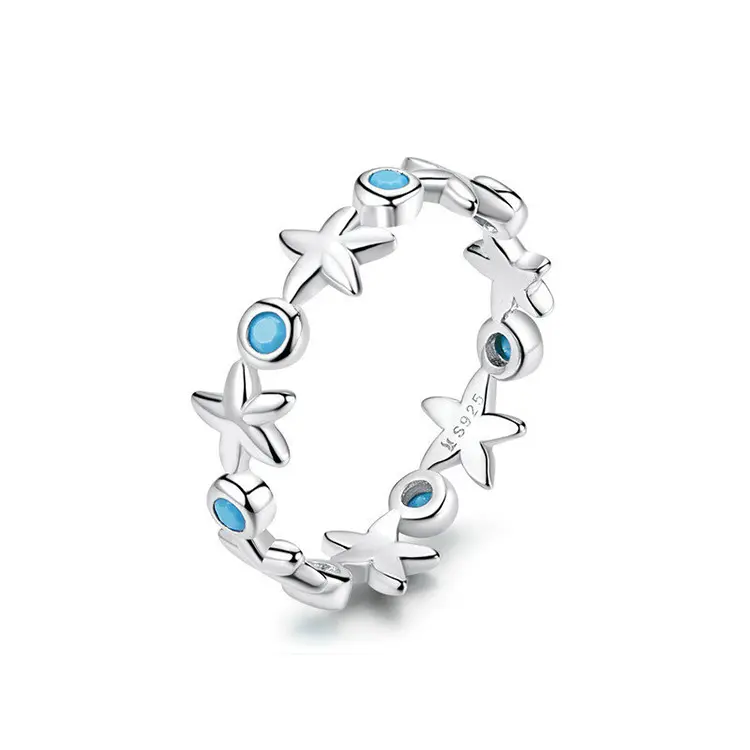 Женское кольцо в виде морской звезды из серебра 925 пробы