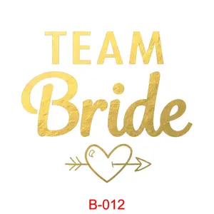 B-017 Single Party Metallic Gold Silver Bride Team Love Tribe Impermeável Tatuagem Temporária Etiqueta
