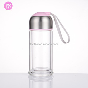 Botella de agua de doble pared de vidrio para <span class=keywords><strong>el</strong></span> té/alimentos de calidad fresca botella de agua de cristal/botella - Product Image 1