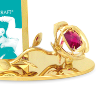 Cadre photo Crystocraft en acier inoxydable plaqué or 24 carats, rose métallique 1R, 10,9x6,1 cm, cristaux taille brillant, cadeaux de mariage