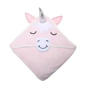 Suave de bambú orgánico 500gsm Rosa <span class=keywords><strong>unicornio</strong></span> bebé niña con capucha de <span class=keywords><strong>toalla</strong></span> con capucha 100% algodón de Bambú - Product Image 1