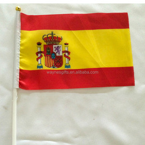 Bandera de mano de <span class=keywords><strong>España</strong></span> con impresión digital de poliéster 100D personalizada con poste disponible en varios tamaños - Product Image 1