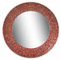 Espelhos vermelhos mosaico de vidro colorido redondo