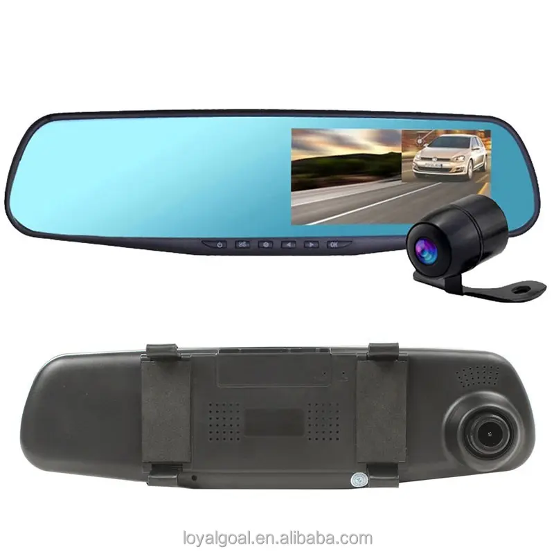 Nhà Máy Giá M301 Xe Dash Cam, 4.3 "LCD FHD 1080P Ống Kính Kép Camera Xe Phía Trước Và Phía Sau DVR Video Recorder Xe Gương Camera