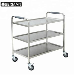 Berman Hotel Restaurant Metal 3 Tier Buffet Food Transport <strong>Serving</strong> <strong>Trolley</strong>/ Cart - Product Image 3