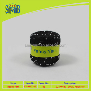producto nuevo granos de poliéster <span class=keywords><strong>hilo</strong></span> de fantasía para de punto tejido de punto hilos negros con cuentas - Product Image 3
