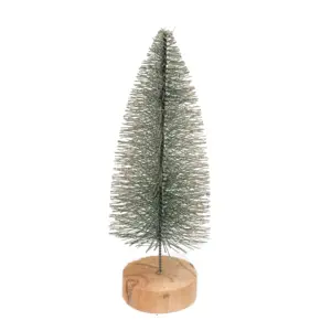 Mini Snow Frost Christmas Tree Wood Base DIY Home Decorative PVC Table Decoration Green Sisal Bottle Brush Small Desk Ornament