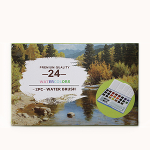 Juego de 24 pinturas de acuarela de colores sólidos con pincel de regalo - Product Image 2