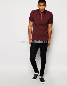 China fabricante hombres polos ropa algodón Pima Polo ningún botón camisa de Polo con cierre de cremallera - Product Image 2