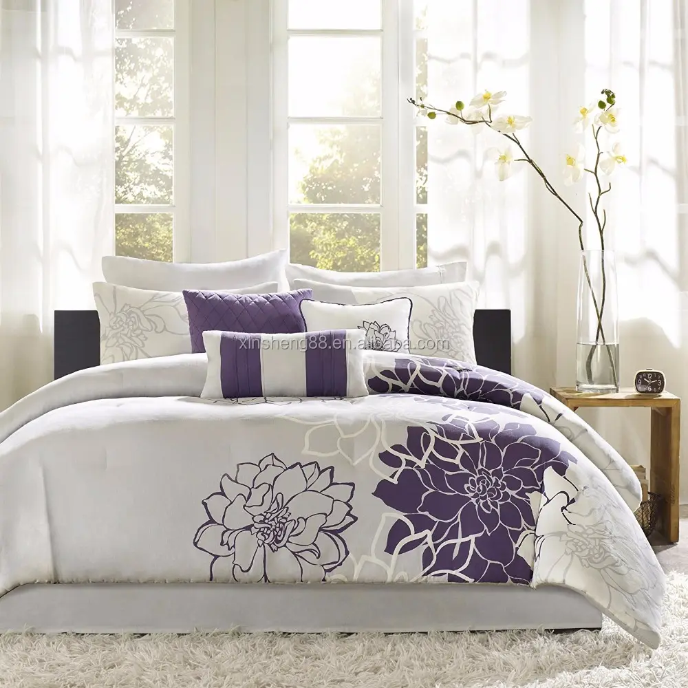 Sang Trọng Cao Qualtiy Bedding Set Priitng 7 Cái Comforter Set