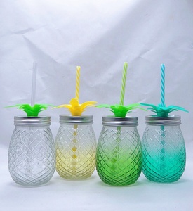 Jarre En Verre Avec Couvercle Et Paille - Forme Ananas - Pour Enfant - Neuf