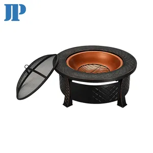 Outdoor Metal Firepit Round Table Fire Pits Outdoor Heating Wood Burning Steel mit Powder Coated mit Spark Screen 0.8-1mm