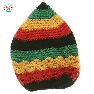 Wholesale colorful beanie hat rasta crochet pattern beanie knitted cap winter women beanie cap