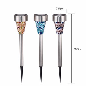 Luz de pasarela LED <span class=keywords><strong>solar</strong></span> de mosaico y acero inoxidable, luz de paisaje de césped y jardín de vidrio <span class=keywords><strong>solar</strong></span> nominal <span class=keywords><strong>IP65</strong></span> - Product Image 4