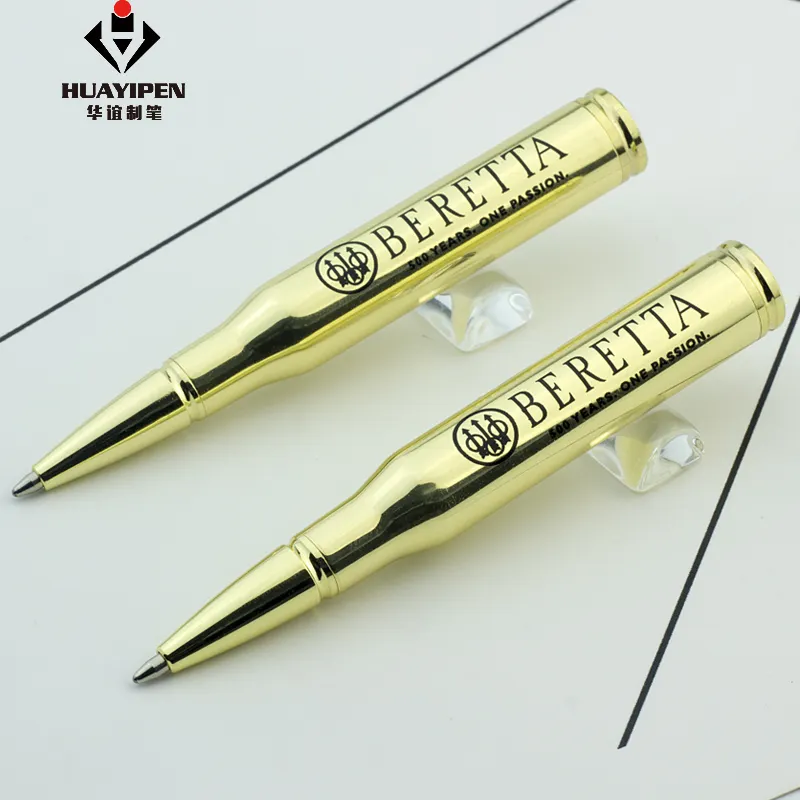 Bolígrafo de metal con forma de bala corta dorada, para oficina