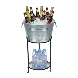 Large Size Galvanized Party Tub Metal Ice Beer Bucket With Stand and Tray