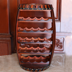 Portabottiglie in Legno Rosso Scuro a Forma di <span class=keywords><strong>Botte</strong></span> per Esposizione Vini e Contenitore per Utensili - Product Image 3