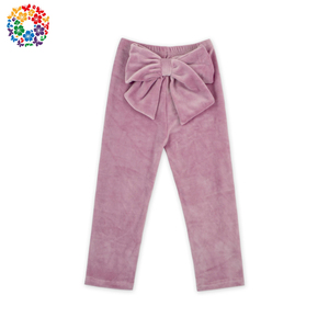 Bambini Solid Hot Pink Velvet Materiale <span class=keywords><strong>Pantaloni</strong></span> Ragazzini <span class=keywords><strong>Pantaloni</strong></span> Felpati con Grande Fiocco Sul Retro Del Bambino A Buon Mercato Dei <span class=keywords><strong>Pantaloni</strong></span> Della Ragazza All'ingrosso prezzo - Product Image 4