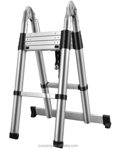 Scala Telescopica Industriale Dritta a <span class=keywords><strong>Doppio</strong></span> Lato con 10 Gradini Estensibili, Alta Qualità in Alluminio per Interni ed Esterni, Ufficio, 3,2m - Product Image 1