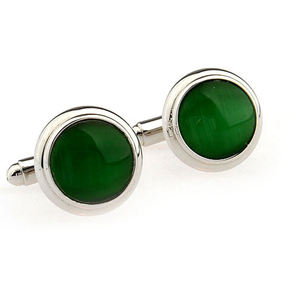 Elegante gatti occhi gemelli 18 k placcato oro gemelli di alta qualità degli uomini dei monili - Product Image 1