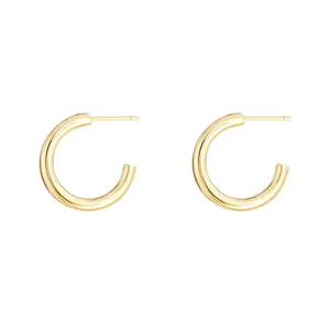 Gemnel Gold plated jewelry retro 18K gold hoop minimalist earrings