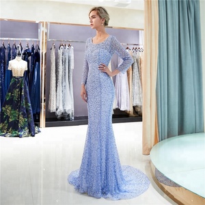 Abiti da sera lunghi senza maniche taglie forti, <span class=keywords><strong>abito</strong></span> blu reale elegante con perline e pizzo, <span class=keywords><strong>abito</strong></span> da sera, Robe De Soiree - Product Image 2