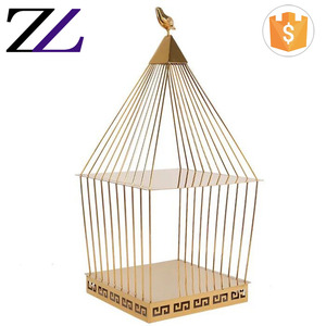 Altın restoran büfe yükselticiler fantezi antika pirinç 3 katmanlı kuş kafesi pasta cupcake düğün asılı kuş kafesi altın kek standı - Product Image 3