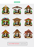 Maison miniature en bois de Noël bon marché, nouvelle en 2021, avec thermomètre