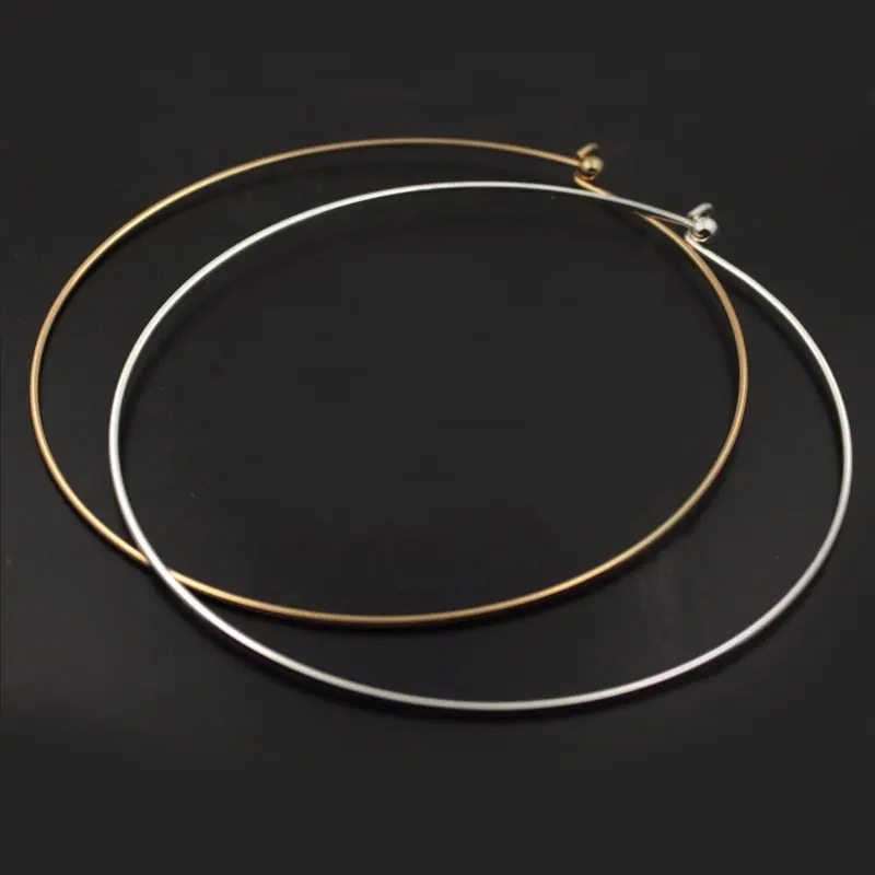 Bnr001 colar de prata, joias da moda 2018, cobre, cor dourada, fio, gola, círculo redondo, colar de torques