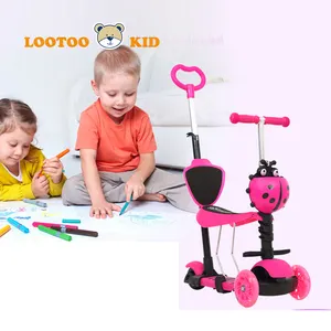 Glowing wheels 5 in 1 mother push girls toddler scooter / kids scooter 1-3 years old children toys