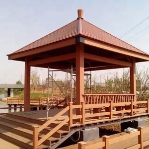 Fixe extérieur Solide Toit Décoratif Imperméable À L'eau WPC Bois Plastique Composite Jardin Pavillon Gazebo En Bois à vendre