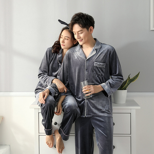 Couples Winter Flannel Nightwear Satin <strong>Long</strong> Sleeve Pajamas Sexy <strong>Nighty</strong> - Product Image 4