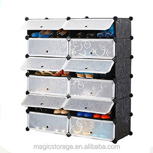 Scarpiera pieghevole in plastica moderna a 12 cubi per mobili per la casa per uso camera da letto e soggiorno - Product Image 3