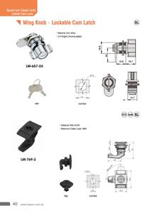 กลอนล็อกลูกเบี้ยวเปิดปิดสี่ส่วนแผงอุตสาหกรรมชุบโครเมียมสดใสอัลลอยสังกะสี LM-657-24 - Product Image 2
